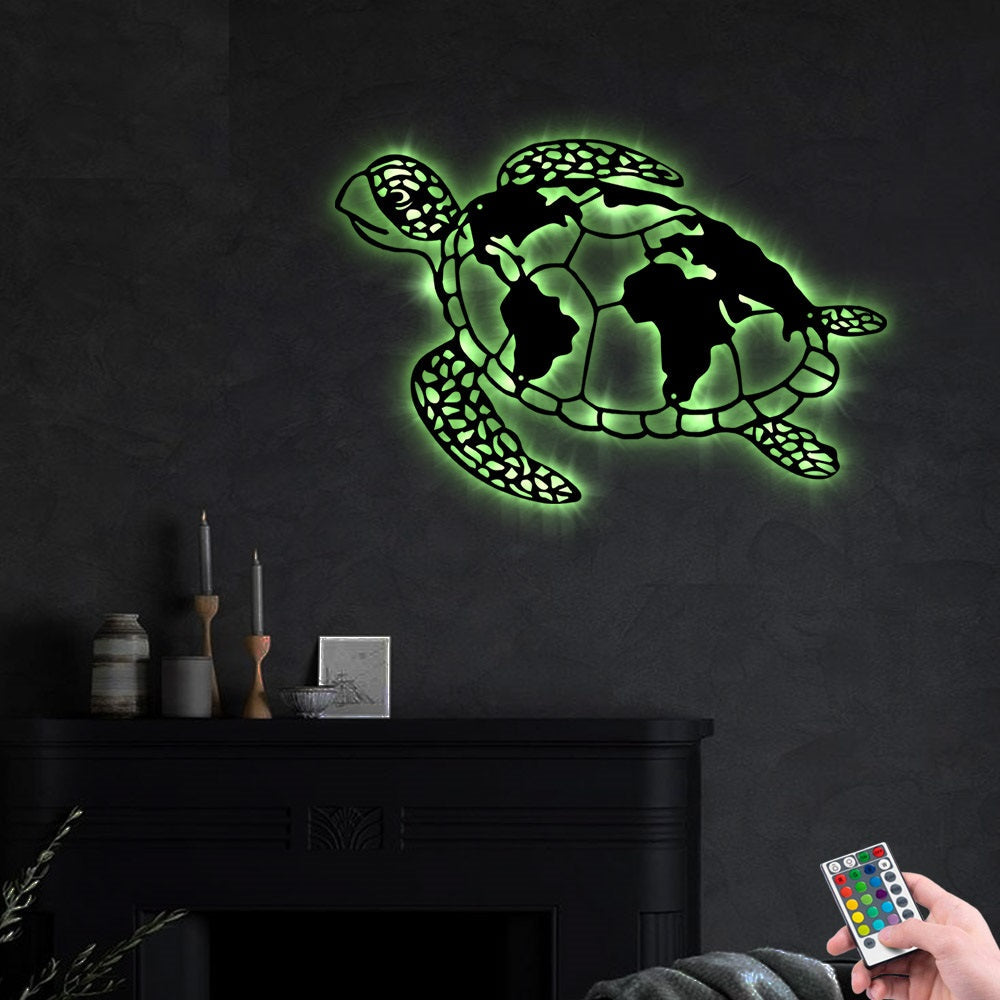 Sea Turtle So Lovely So Cute - Led Light Metal - Owls Matrix LTD