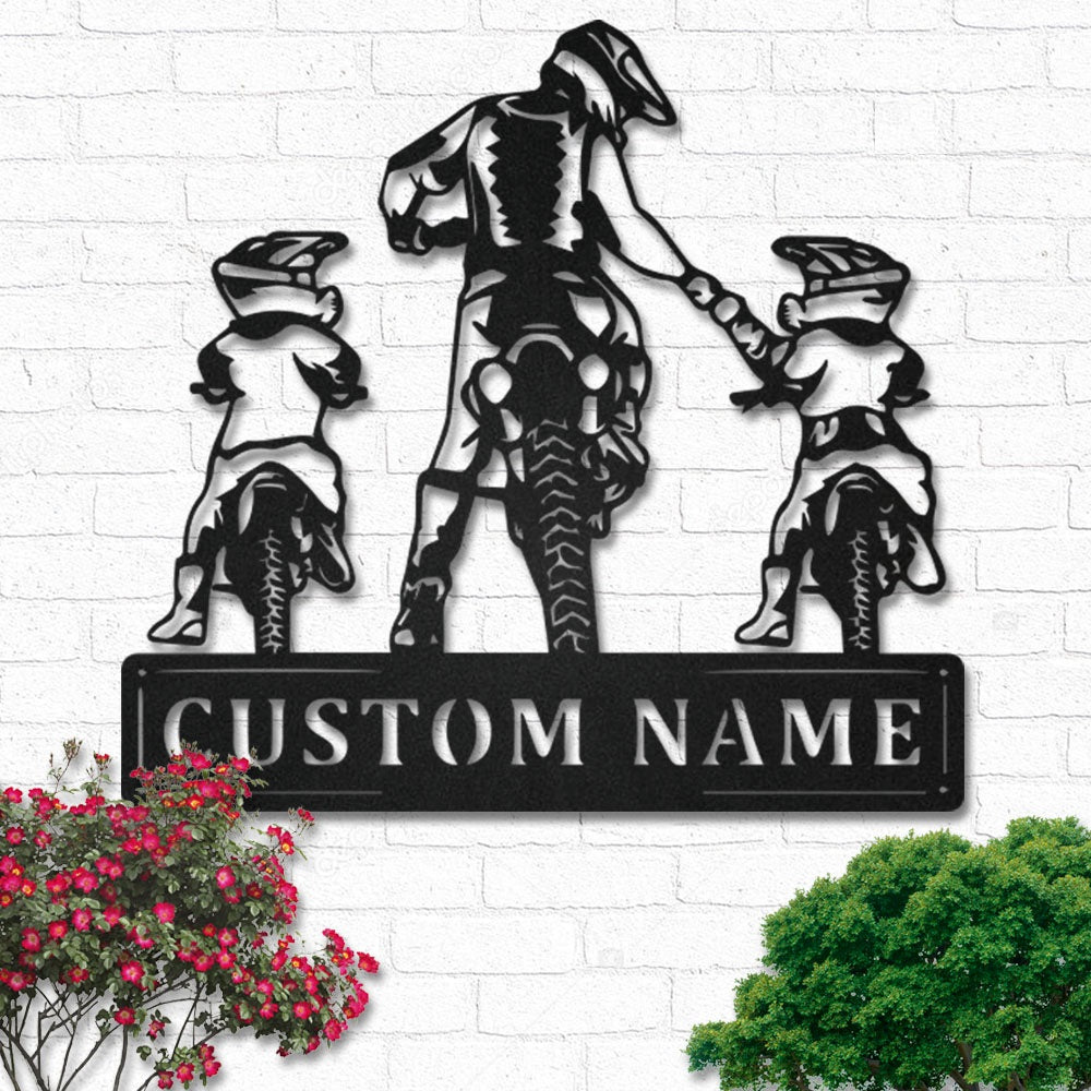 Motocross Riding Partner Dad and Son Lovely Style Personalized - Led Light Metal - Owls Matrix LTD