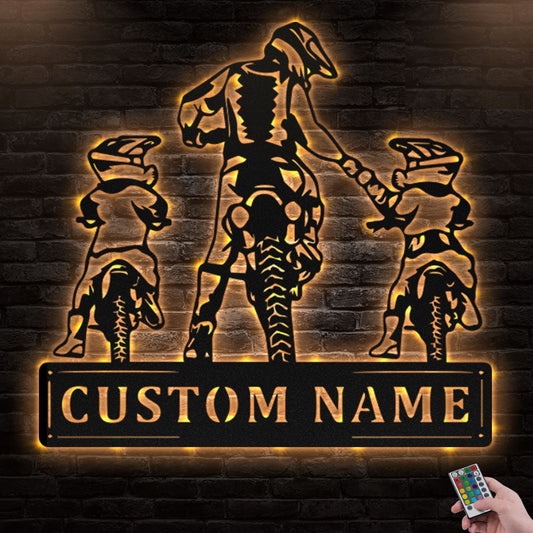 12"x12" Motocross Riding Partner Dad and Son Lovely Style Personalized - Led Light Metal - Owls Matrix LTD