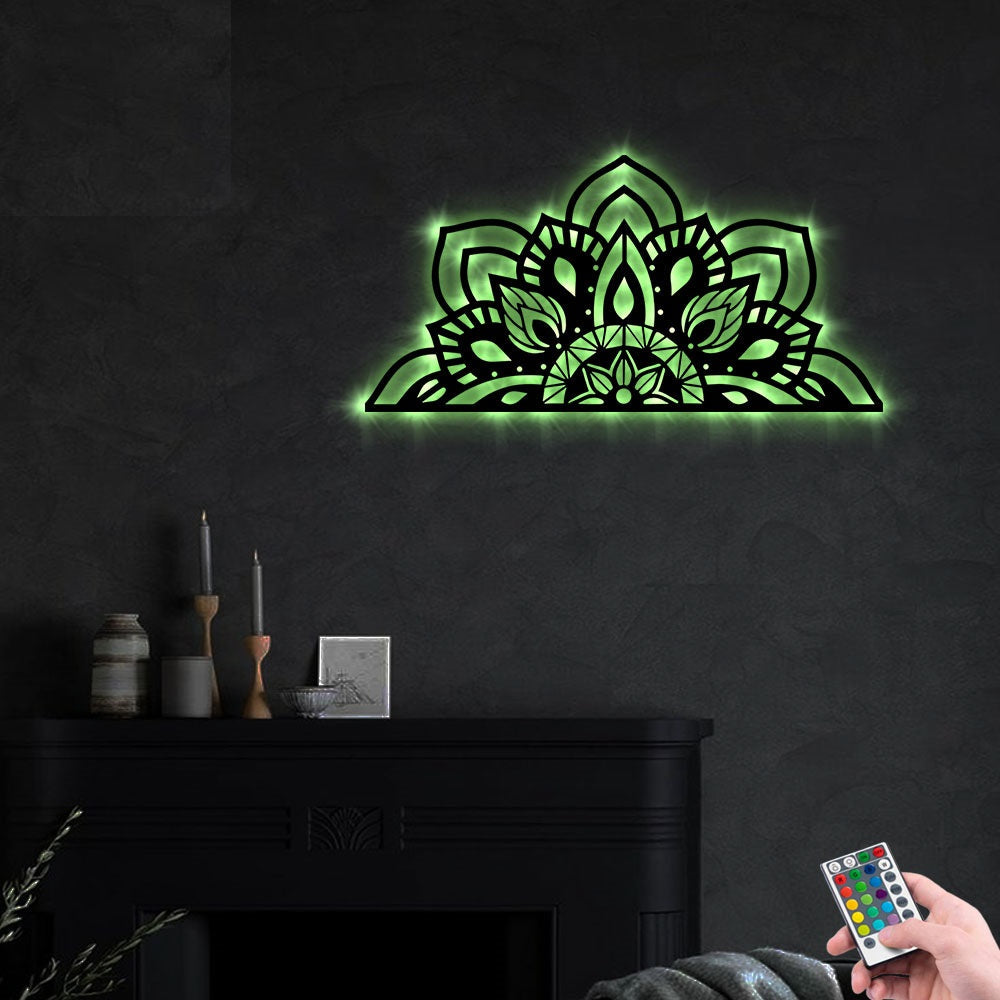 Lotus Mandala Classic Style - Led Light Metal - Owls Matrix LTD