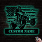 Motorcycle American Flag Personalized - Led Light Metal - Owls Matrix LTD