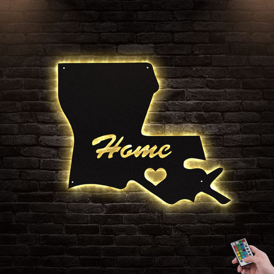 12"x12" Louisiana Love My Hometown - Led Light Metal - Owls Matrix LTD