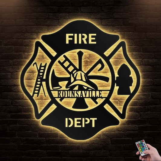 12*12 Inch (30*30cm) Firefighter Fireman Maltese Personalized - Led Light Metal - Owls Matrix LTD