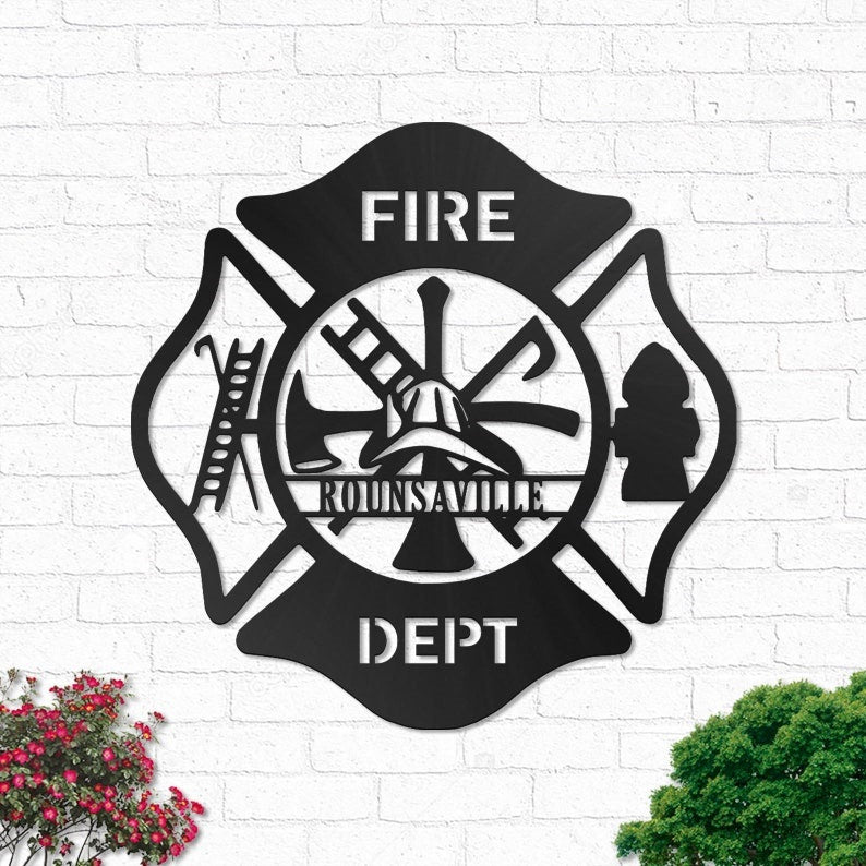 Firefighter Fireman Maltese Personalized - Led Light Metal - Owls Matrix LTD