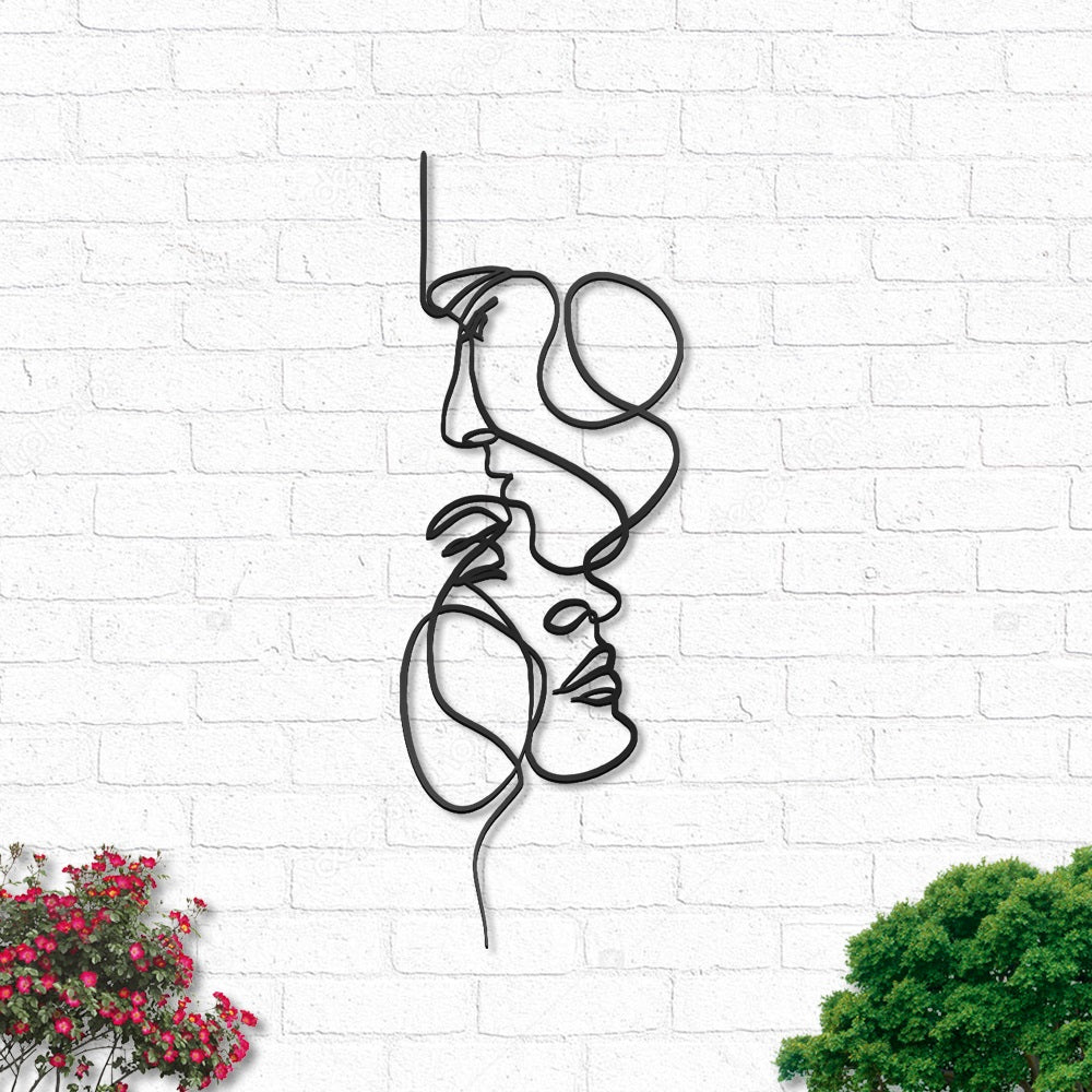 Love Line Woman Face Man Art - Led Light Metal - Owls Matrix LTD