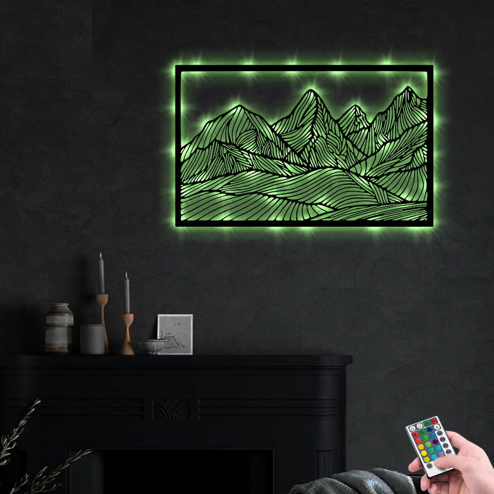 12*12 Inch (30*30cm) Mountain Line - Led Light Metal - Owls Matrix LTD