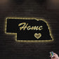 12"x12" Nebraska Home Is My Love - Led Light Metal - Owls Matrix LTD