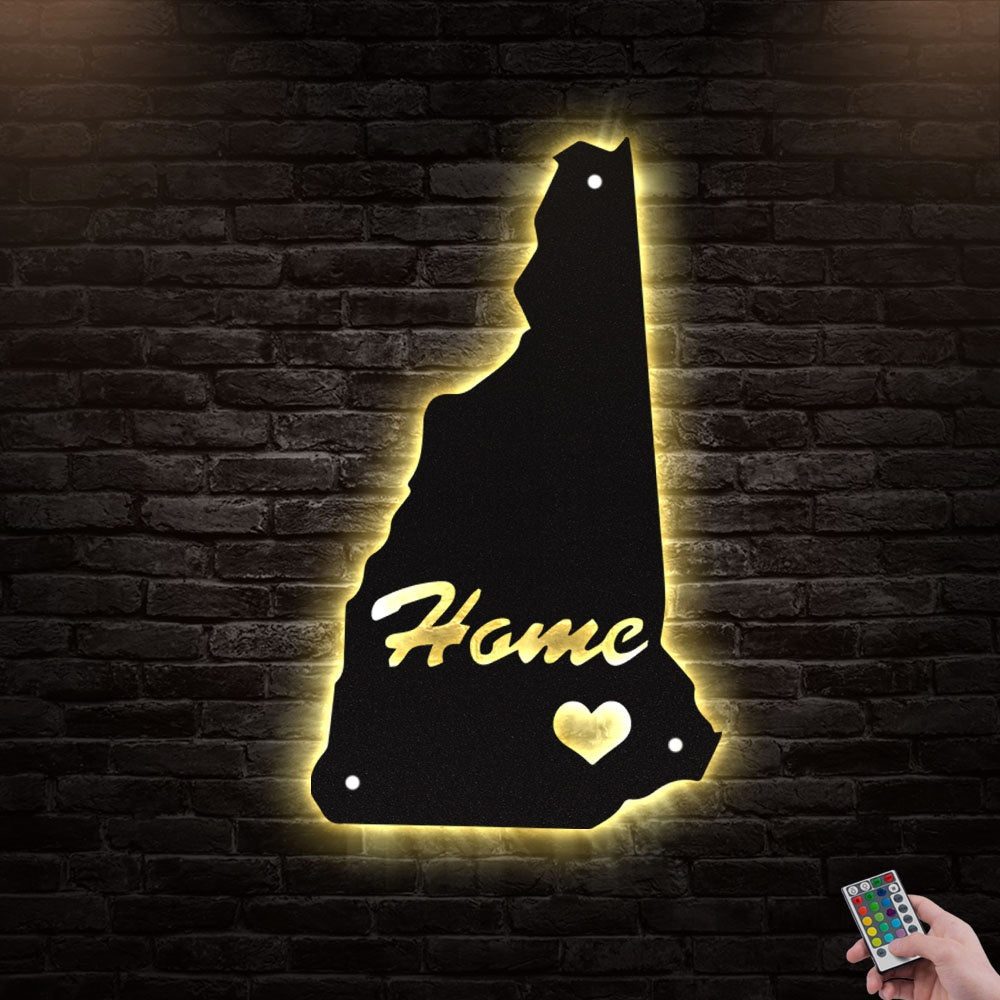 12"x12" New Hampshire Is My Home - Led Light Metal - Owls Matrix LTD