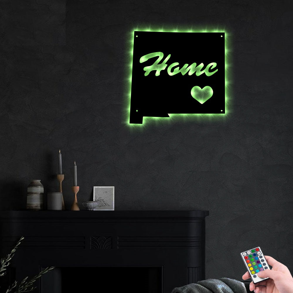 New Mexico Home Is Best - Led Light Metal - Owls Matrix LTD