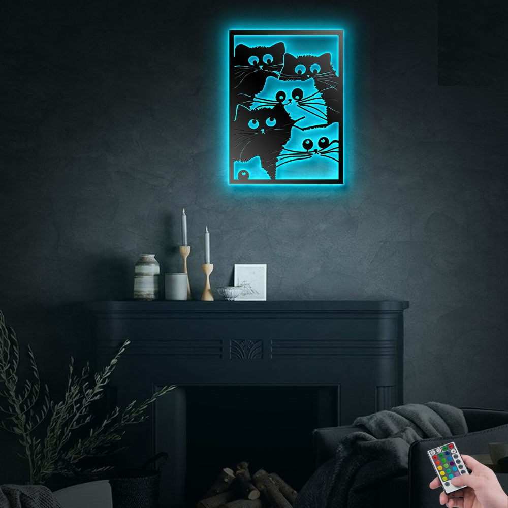 Cat Nordic Cats Lover Owner Lady - Led Light Metal - Owls Matrix LTD