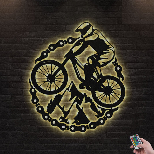 12"x12" Moutain Biking So Cool So Free - Led Light Metal - Owls Matrix LTD