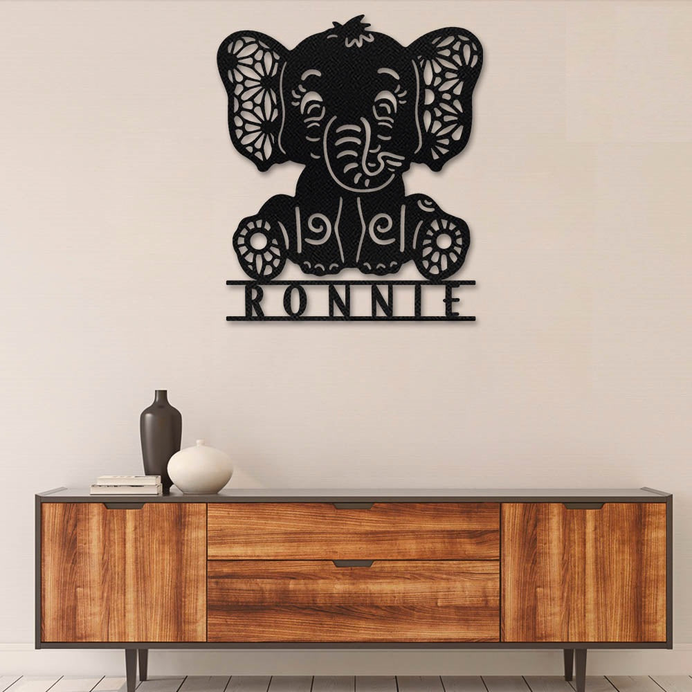 Elephant Baby Lover Personalized - Led Light Metal - Owls Matrix LTD