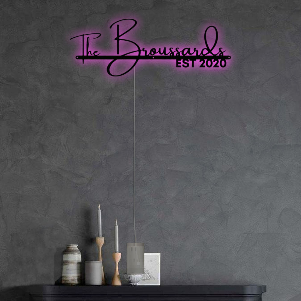 Personalized Family Name - Led Light Metal - Owls Matrix LTD