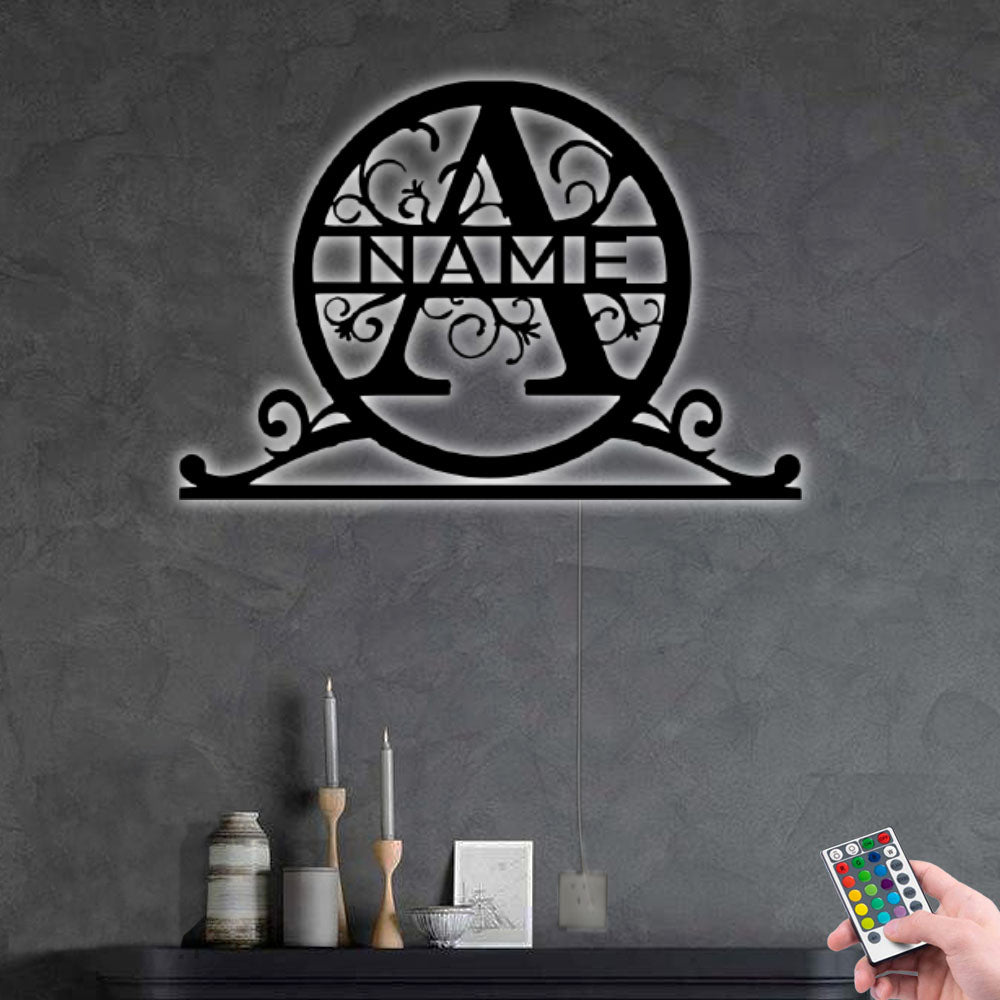 Personalized Family Name A - Led Light Metal - Owls Matrix LTD