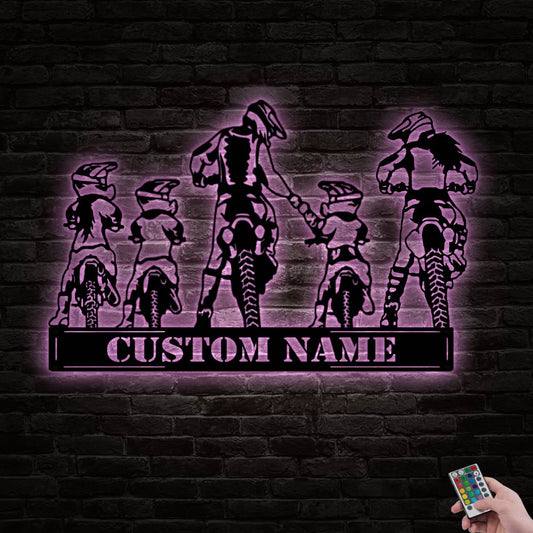 12"x12" Family Motocross Rider Personalized - Led Light Metal - Owls Matrix LTD