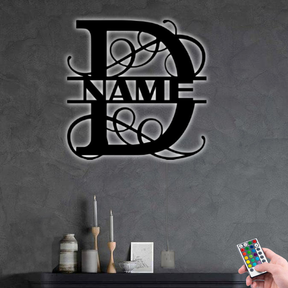 Personalized Family Name D - Led Light Metal - Owls Matrix LTD