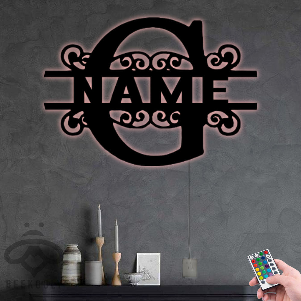 12"x12" Personalized Family Name G - Led Light Metal - Owls Matrix LTD