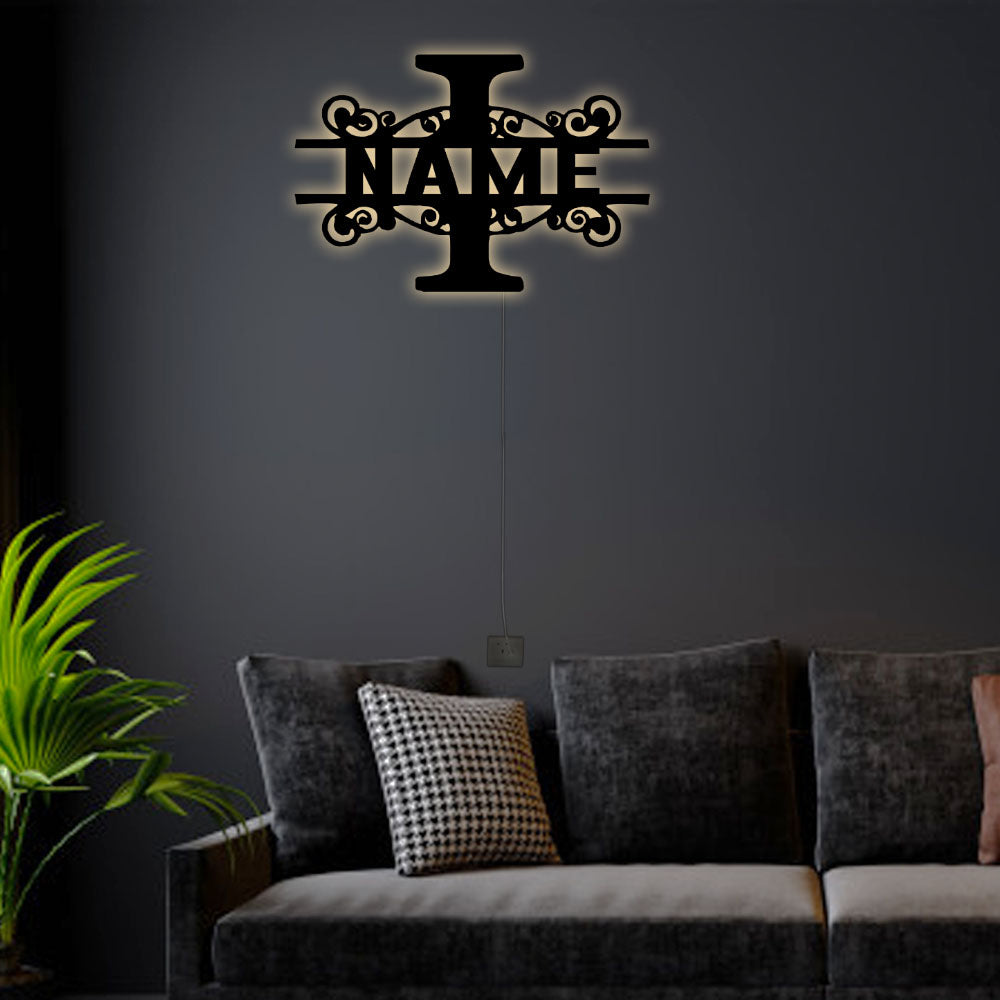 12"x12" Personalized Family Name I - Led Light Metal - Owls Matrix LTD