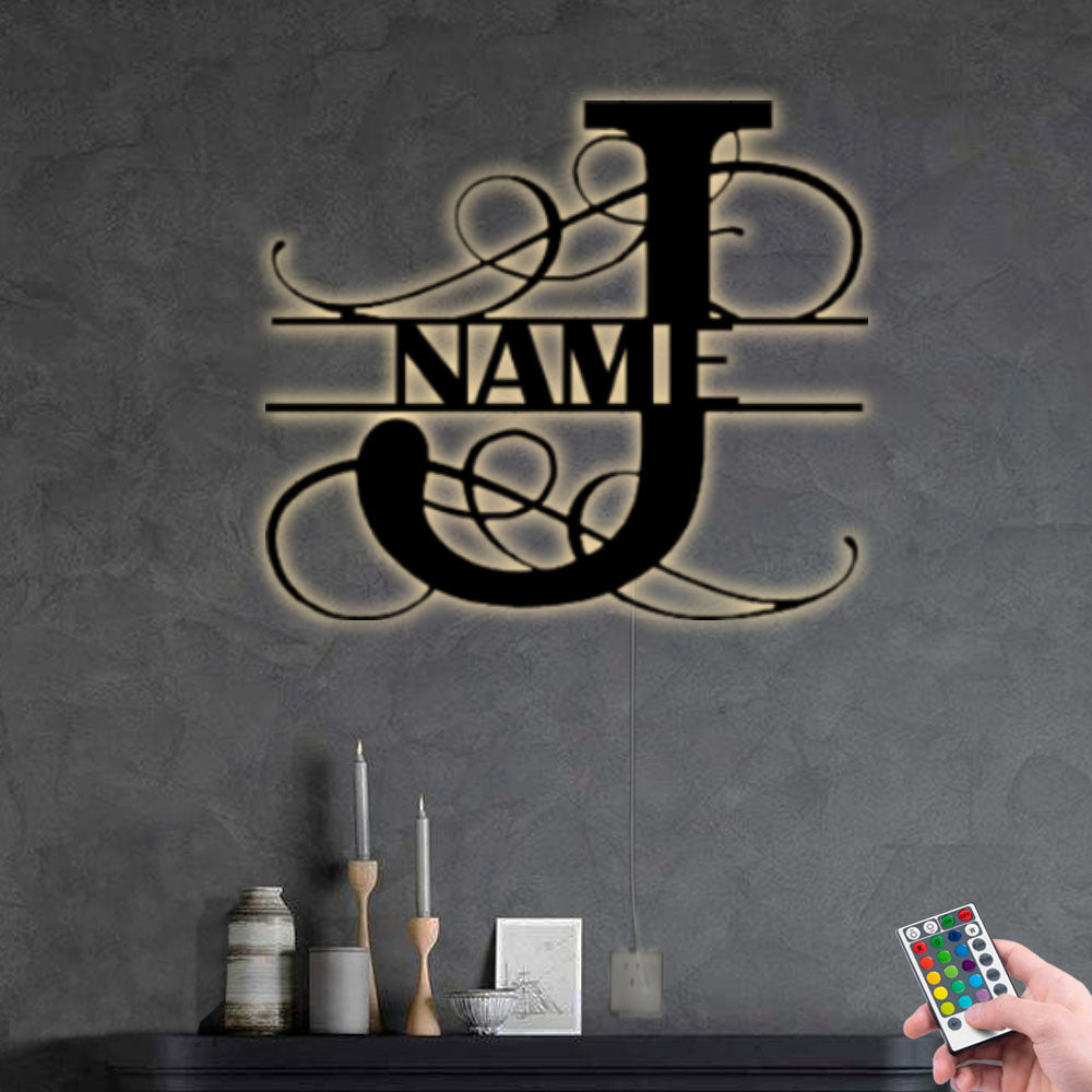 Personalized Family Name J - Led Light Metal - Owls Matrix LTD