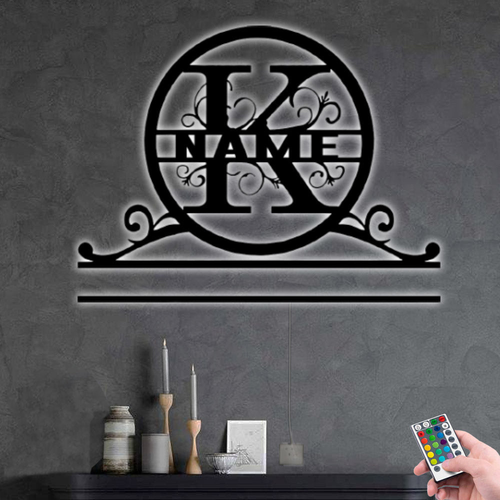 Personalized Family Name K - Led Light Metal - Owls Matrix LTD