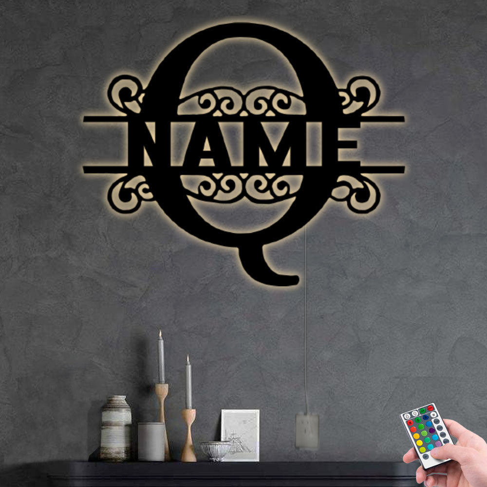 Family Name Q Personalized - Led Light Metal - Owls Matrix LTD