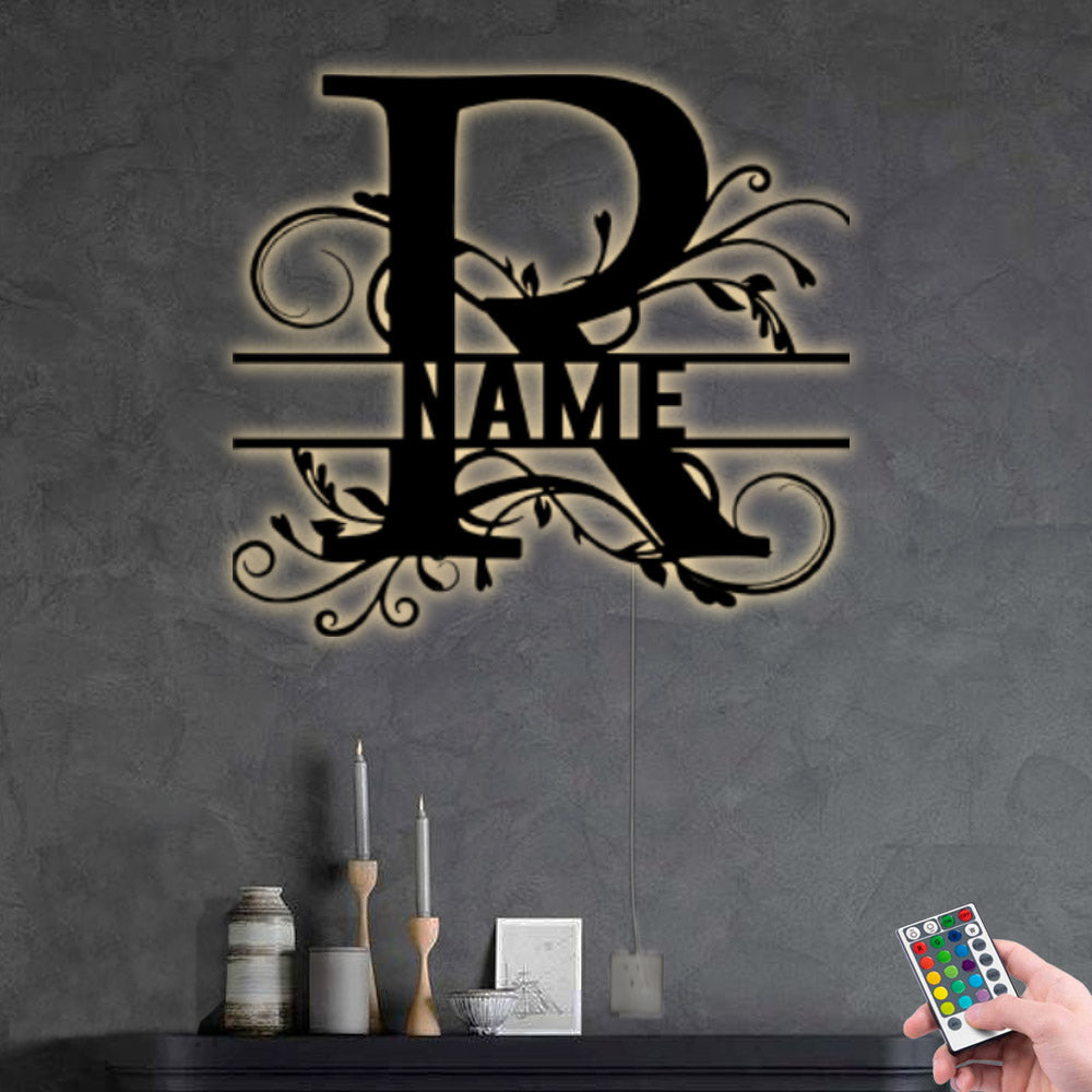 Personalized Family Name R - Led Light Metal - Owls Matrix LTD