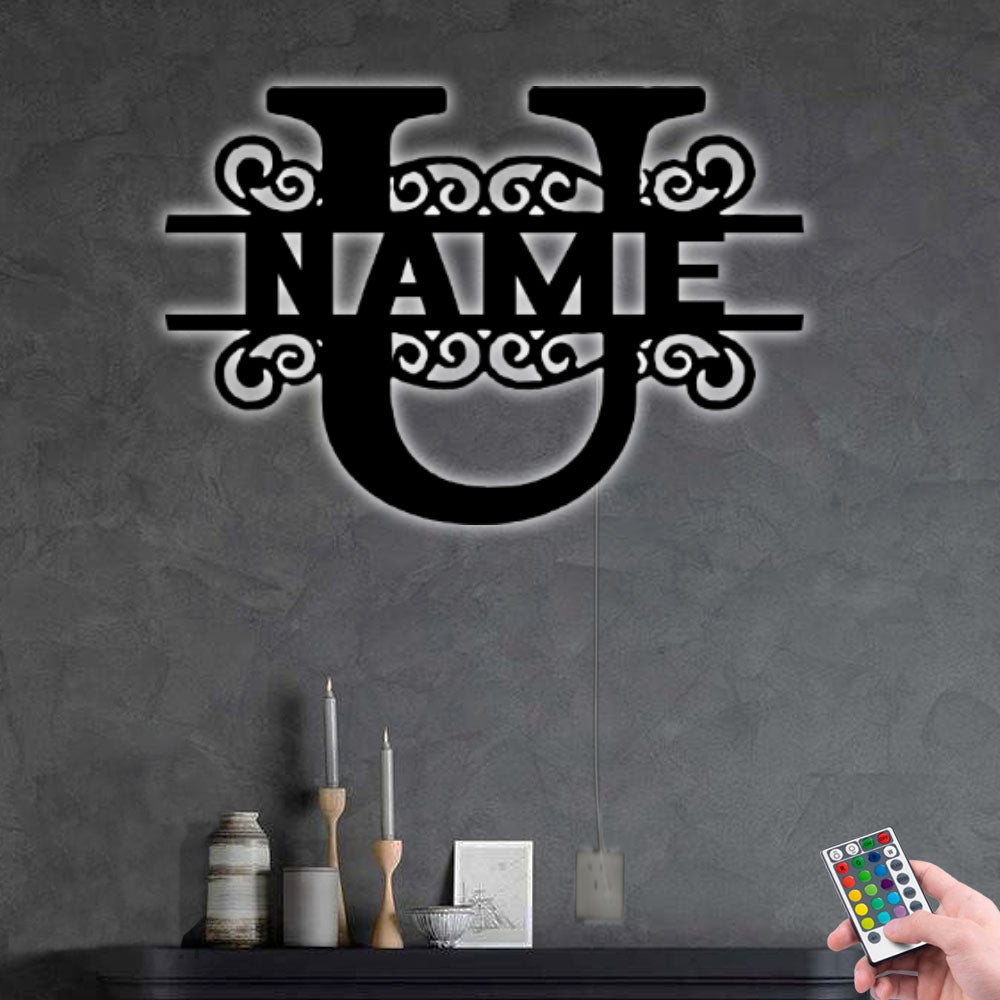 Personalized Family Name U - Led Light Metal - Owls Matrix LTD
