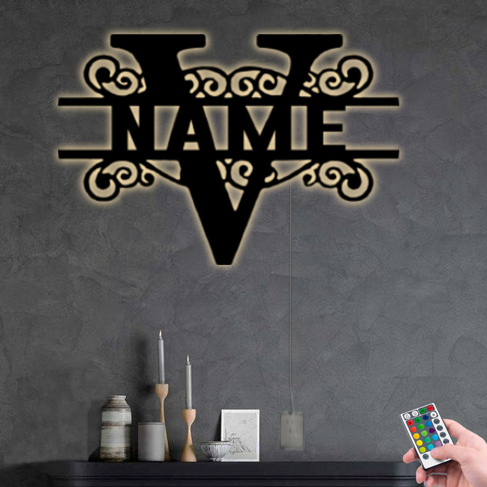 Family Name V Personalized - Led Light Metal - Owls Matrix LTD