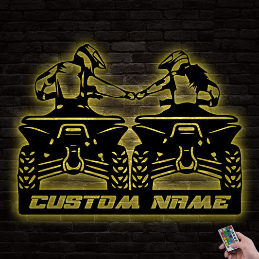 12"x12" Vehicle Four Wheels Husband and Wife Personalized - Led Light Metal - Owls Matrix LTD