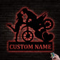 12"x12" Motocross Couple Riding Partners Kiss Dirt Bike Personalized - Led Light Metal - Owls Matrix LTD