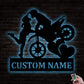 Motocross Couple Riding Partners Kiss Dirt Bike Personalized - Led Light Metal - Owls Matrix LTD