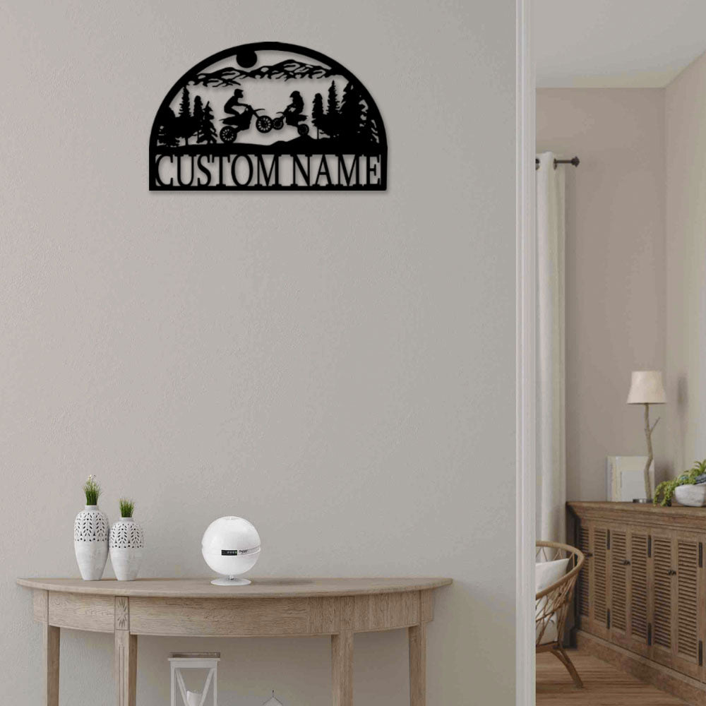 Motocross Dad And Son V3 Dirt Bike Personalized - Led Light Metal - Owls Matrix LTD