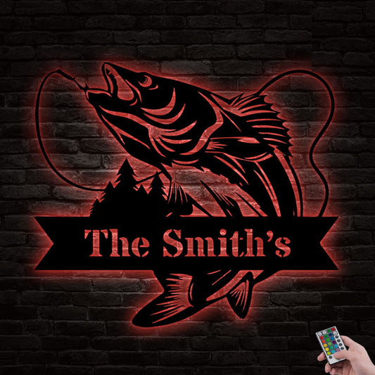 12"x12" Fishing Fish Lover So Cool Personalized - Led Light Metal - Owls Matrix LTD