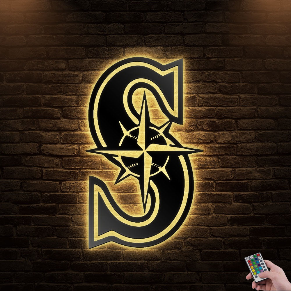 12*12 Inch (30*30cm) Seattle Mariners Style - Led Light Metal - Owls Matrix LTD
