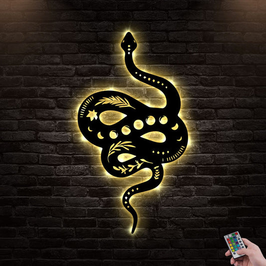 12"x12" Snake Moon Super Style - Led Light Metal - Owls Matrix LTD