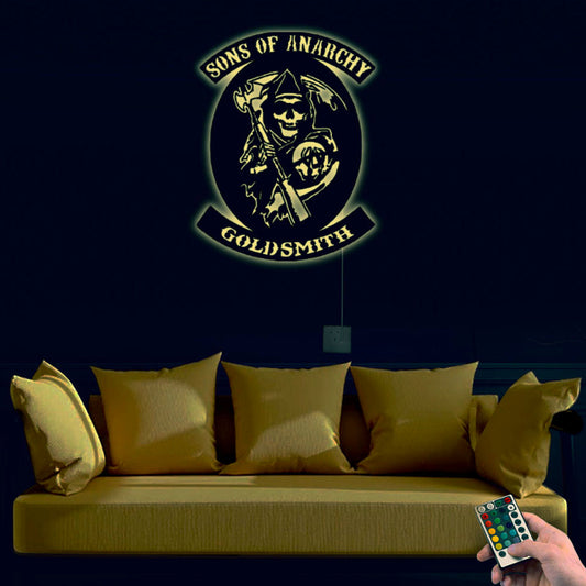 12"x12" Skull Son Of Anarchy - Led Light Metal - Owls Matrix LTD