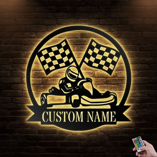 Racing Kart Racing Personalized - Led Light Metal - Owls Matrix LTD
