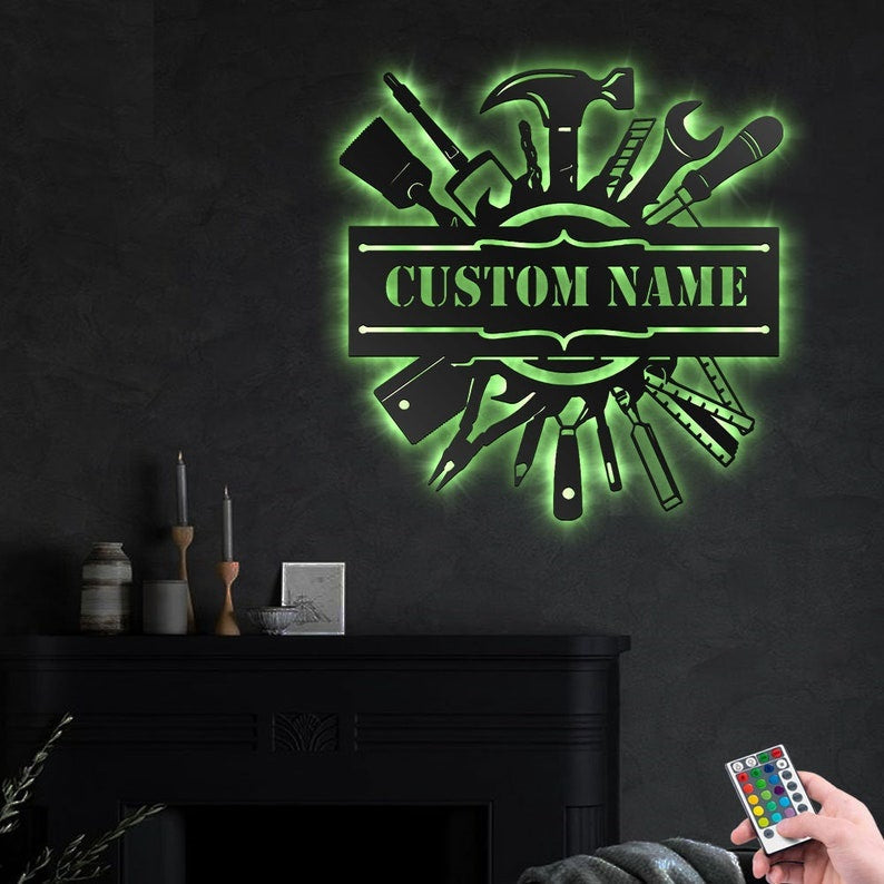 Contractor Builder With Personalized - Led Light Metal - Owls Matrix LTD