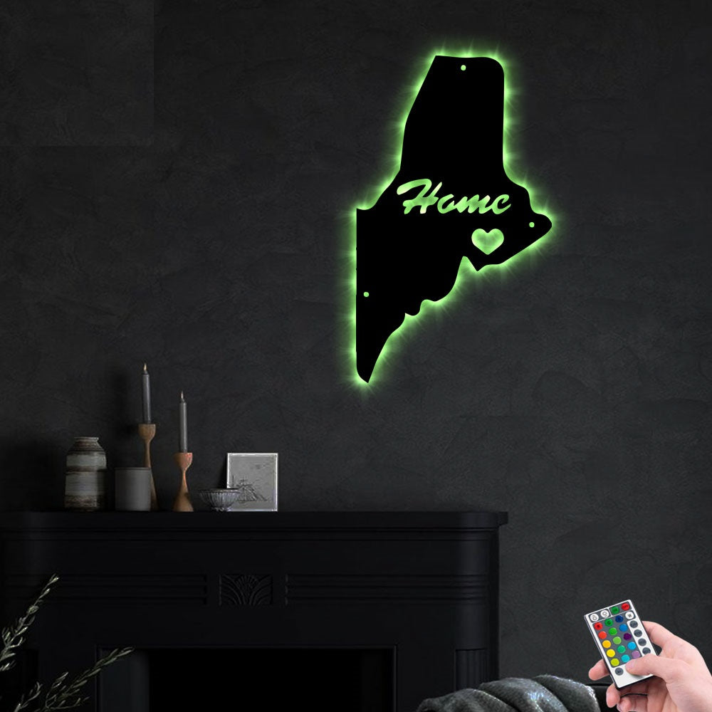 Maine Love My Hometown - Led Light Metal - Owls Matrix LTD