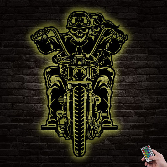 Biker Partners Biker Couple - Led Light Metal - Owls Matrix LTD