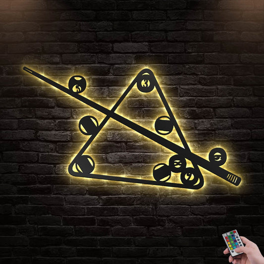 12"x12" Billiard Love Play Lover - Led Light Metal - Owls Matrix LTD