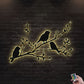Birds On Branch I Love There - Led Light Metal - Owls Matrix LTD