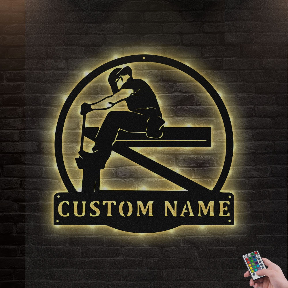 Ironworker Love His Work Personalized - Led Light Metal - Owls Matrix LTD