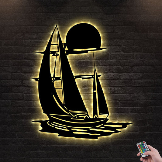 Boat On The Ocean - Led Light Metal - Owls Matrix LTD