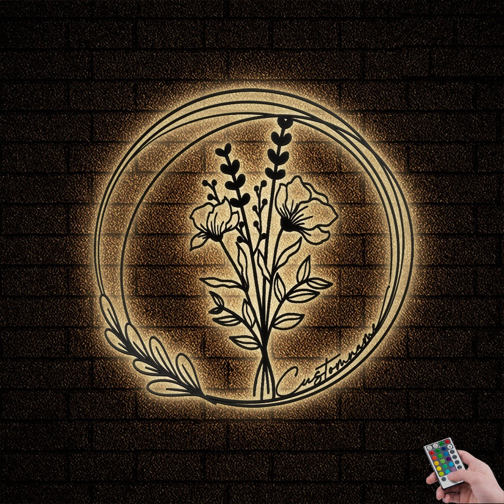 12"x12" Floral Flowers Bouquet Flowers Wildflowers - Led Light Metal - Owls Matrix LTD