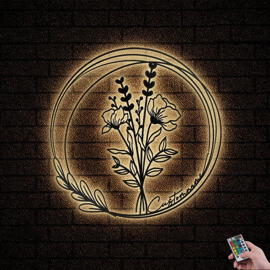 12"x12" Floral Flowers Bouquet Flowers Wildflowers - Led Light Metal - Owls Matrix LTD