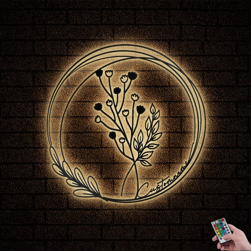 12"x12" Bouquet Flowers Wildflowers Botanical Field Plants Floral V12 Personalized - Led Light Metal - Owls Matrix LTD
