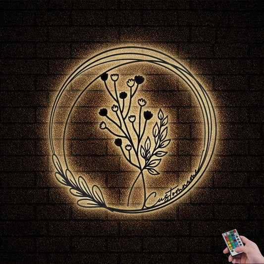 12"x12" Bouquet Flowers Wildflowers Botanical Field Plants Floral V12 Personalized - Led Light Metal - Owls Matrix LTD