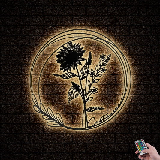 12"x12" Floral Bouquet Flowers Wildflowers Botanical Field Plants Floral V13 - Led Light Metal - Owls Matrix LTD