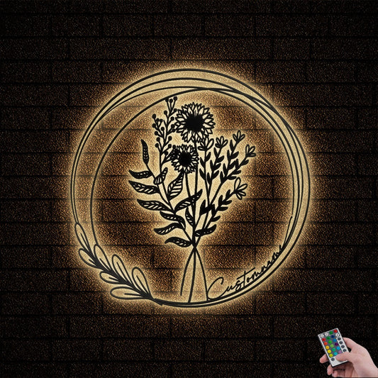 12"x12" Floral Bouquet Flowers Wildflowers Botanical Field Plants Floral V14 - Led Light Metal - Owls Matrix LTD